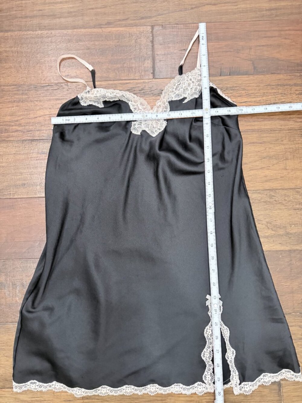 Victoria’s Secret Black Satin Lace Slip Chemise Nightgown Lingerie LG Large - Picture 4 of 14